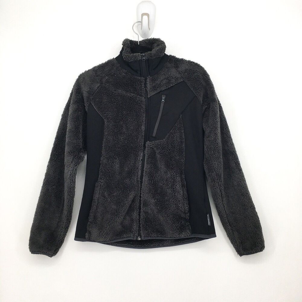 Columbia Women S Fleece Jacket Black Long Sleeve Mock Neck Zip Up Polyester